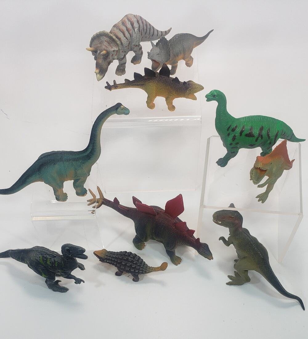 TOY DINOSAUR FIGURINES 3" to 6" Lot of 10 Triceratops, Apatosaurus, Stegosaurus